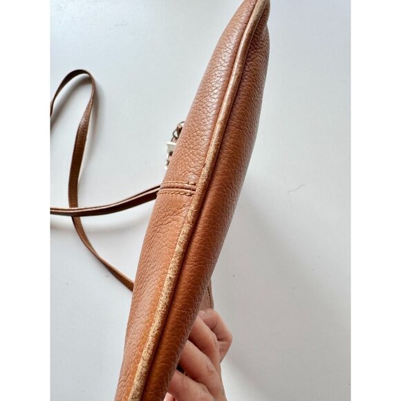 DANIER Brown Leather North South Zipper Crossbody Purse - Picture 6 of 15